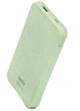 Hama 201660 'Fabric 10' 10000mAh, Smoke Green Power Pack
