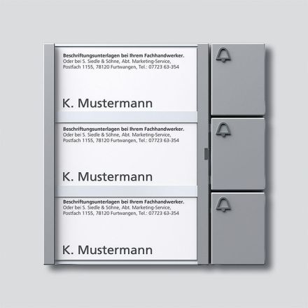 Siedle TM 612-3 SM button module in silver metallic