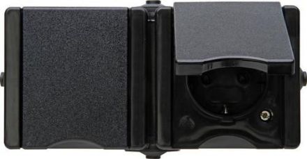 Kopp 950605005 proAQA 2-way hinged cover black SCHUKO socket
