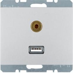 Berker 3315397003 USB/3.5 mm audio socket aluminum Berker K.5