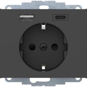 Berker 48047006 USB AC Kx anthracite matt lacquer socket SCHUKO