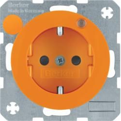 Berker 6765092007 socket with protective contact pin and control LED orange, glossy Berker R.1/R.