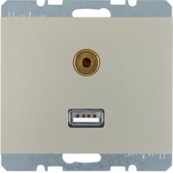 Berker 3315397004 USB/3.5 mm audio socket stainless steel, painted Berker K.5