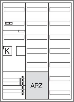 Hager ZB33SEA157LS 1ZP BKE-I 1100mm 3f. 5p. Complete cabinet