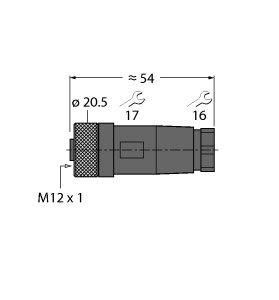 Turck 69049 B8141-0 M12x1 straight circular connector/coupling