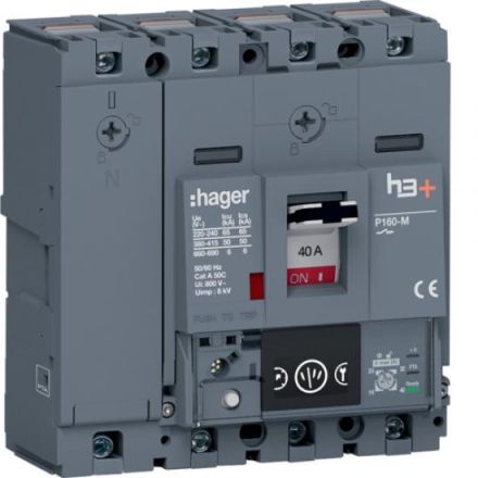 Hager HMS041NC h3+ P160 4P4D 40A 50kA circuit breaker