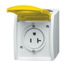Busch-Jaeger 3016 EWN-53 Busch-Nema socket, with yellow hinged cover grey/blue-green