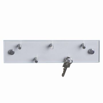 ZELLER PRESENT 13884 key board glass/stainless steel 30x7.5cm, with 5 hooks