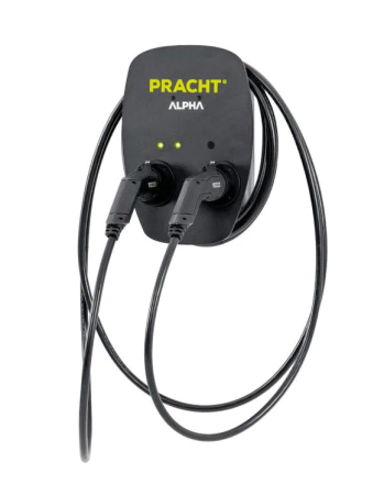 PRACHT WALLBOX ALPHA XT Type2 with 2 connections, 2x 5.5m charging cable, NRG1002, KFW eligible