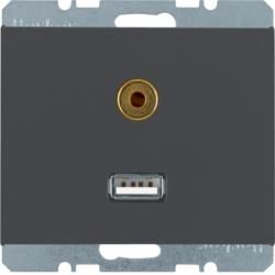 Berker 3315397006 USB/3.5 mm audio socket anthracite, matt Berker K.1