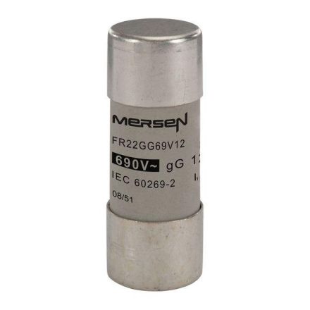 Mersen J201304J FR22GG69V12 12A gG AC400-690V 22x58 cylindrical fuse link