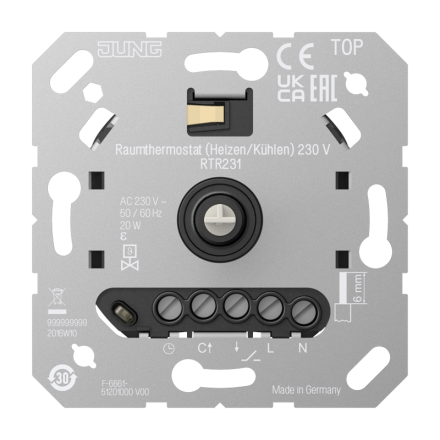 Jung RTR231 room thermostat, normally open, AC 230 V~