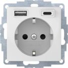 Berker 48048989 USB AC S.1 polar white glossy socket SCHUKO