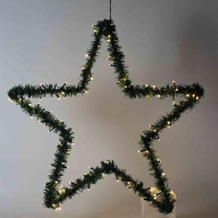 FHS 35190 Decorative star with fir green 60 100 ww LED, IP 44,2 ground sp.