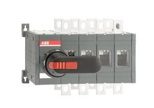 ABB Stotz-Kontakt OT400E04CFP, load changeover switch 4-pole 400A with handle and shaft, fast switching I-0-II, 1SCA108650R1001