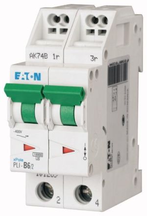 Eaton PLI-B6/2 circuit breaker, 6A, 2p, B-Char , 101289