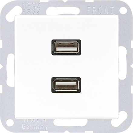 Jung MAA1153WW multimedia connection system 2 x USB 2.0, AS/A series, alpine white