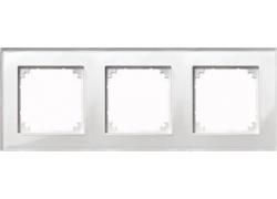 MERTEN 489319 Real glass frame 3-gang brilliant white