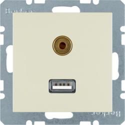 Berker 3315398982 USB/3.5 mm audio socket white, glossy Berker S.1