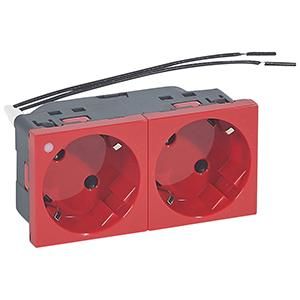 Legrand 077291 socket SCHUKO MOSAIC 2-WAY 45° BEL.SL , (red)