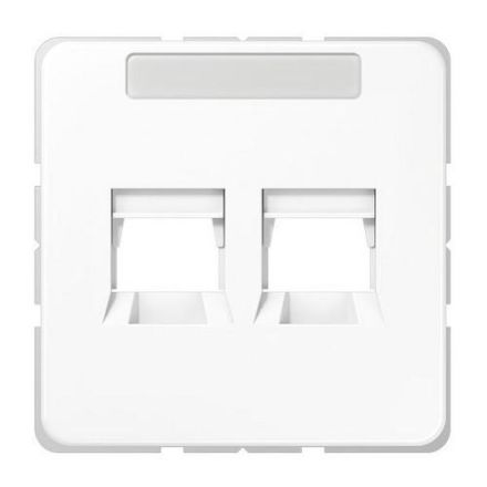 Jung CD569-2WEWW cover (latched) for modular jack sockets 2-way, UMA-CAT6A, RADIALL, Panduit, Assmann, with label field, thermoplastic, CD series, alpine white