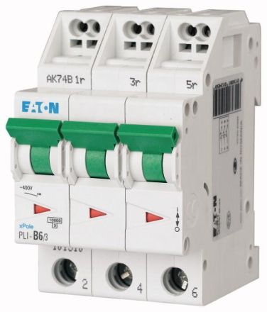 Eaton PLI-B6/3 circuit breaker, 6A, 3p, B-Char , 101310