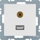 Berker 3315398989 USB/3.5 mm audio socket polar white, glossy Berker S.1/B.3/B.7