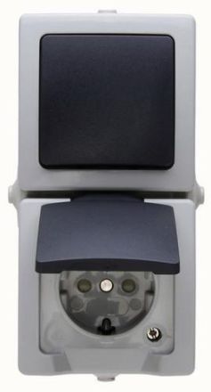 Kopp 1385.5600.8 NAUTIC AP FR grey combo A/W+socket 2-way vertical KISI