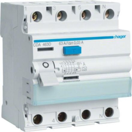Hager CDA463D residual current circuit breaker 4-pole 63/0, 03A