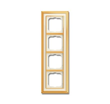 Busch-Jaeger 1724-838 cover frame, 4-way frame polished brass ivory white