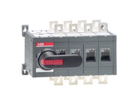 ABB Stotz-Kontakt OT400E04CP, load changeover switch 4-pole 400A with handle and shaft open switching I-0-II, 1SCA022771R8680