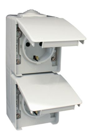 EFAPEL TWO SAF EARTH SOCK(SKO)DOUB VERTIC BASE WHITE