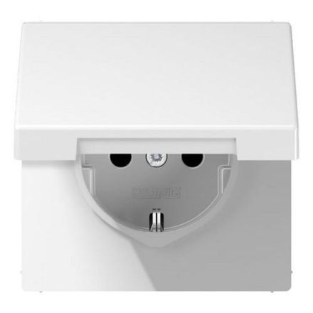 Jung LS1520NBFKLWWM SCHUKO socket, 16 A 250 V ~, without claws, hinged lid, thermoplastic painted, LS series, snow white matt