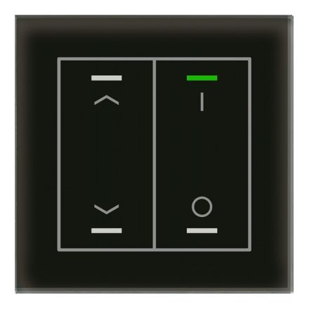 MDT BE-GTL2TS.C1S KNX glass button II Light with temperature sensing | 2-way, arrows, IO | glass black/black