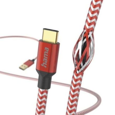 Hama 201559 'Reflective', USB-A-USB-C, 1.5 m, red USB charging cable