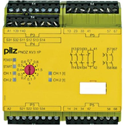 Pilz 777522 PNOZ XV3.1P 3/24VDC 3n/o 1n/c 2n/ Emergency stop relay