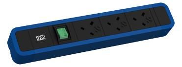 Bachmann 350.321 PRIMO 2 3xUK 3 15A 45° 1xSwitch 2 0m power strip