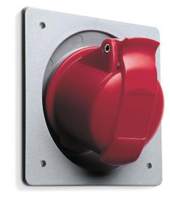 ABB Stotz-Kontakt 232RAU4, panel-mounted socket, 32 A, IP44 4h, 2P+E, 100-130 V, 50+60Hz, yellow, 2CMA193265R1000