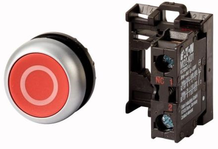 Eaton M22-DR-X0/K01 push button, 1 NC flat, red, front mounting, 216510