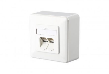 METZ CONNECT 2xRJ45 E-DAT C6 8/8 (8) AP data connection box pure white, 1307380002-I
