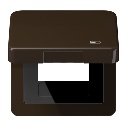 Jung CD590KLUSBBR hinged cover including central plate, symbol charger, vertical and horizontal mounting, CD series, brown