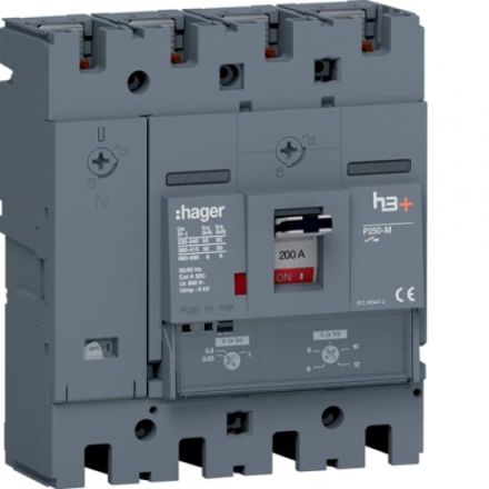Hager HMT201DR h3+ P250 4P4D 200A 50kA circuit breaker