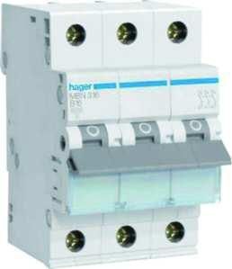 Hager MBN306 circuit breaker 3-pole B6A 6kA