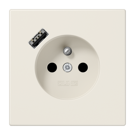 Jung LS1520F-18A socket, French/Belgian system 16 A 250 V ~, with USB charger 1 x type A, integrated increased contact protection, SAFETY+, LS series, white