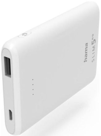 Hama 201667 'SLIM 5HD' 5000mAh, white Power Pack