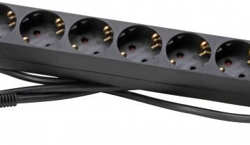 Kopp 120615007 TSD 6-way 1.5qmm supply cable 1.4m BS black power strip