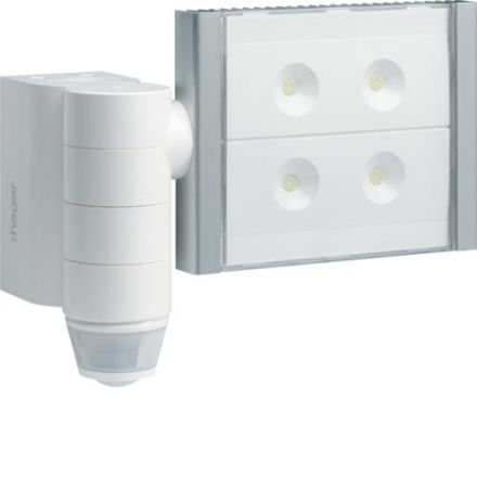 Hager TRE600 wireless motion detector white with LED spotlight IP55