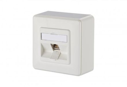 METZ CONNECT 1xRJ45 E-DATModul Cat.6A 8 (8) AP data connection box pure white, 1309110002-E