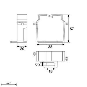 Unex 40864-4 halogen-free grey RAL7035 60x40 U43X wire retaining clip