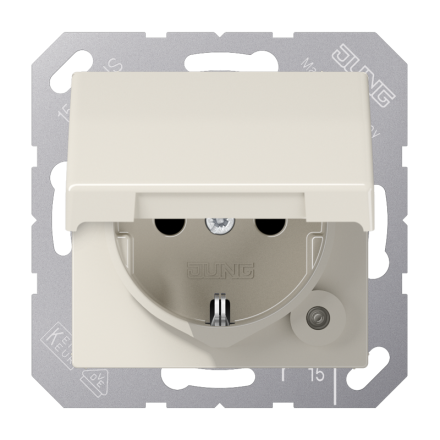 Jung AS1520BFKIKL SCHUKO socket, 16 A 250 V ~, without claws, integrated increased contact protection, SAFETY+, hinged lid, thermoplastic, AS series, white